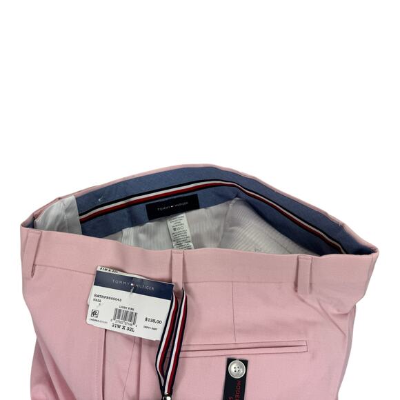 Tommy Hilfiger Mens TH Flex Modern Fit Stretch Chambray Suit Pants Pink 34x30 - Picture 4 of 6